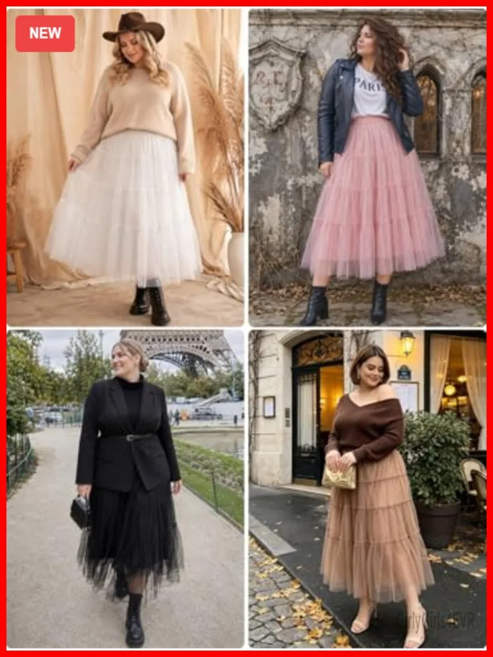 Plus Size Tulle Maxi Skirt High Waist A-Line Tiered Ruffle Flowy